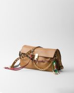 Prada Soft Sound Large Leather Shoulder Bag With Charms - Image 2